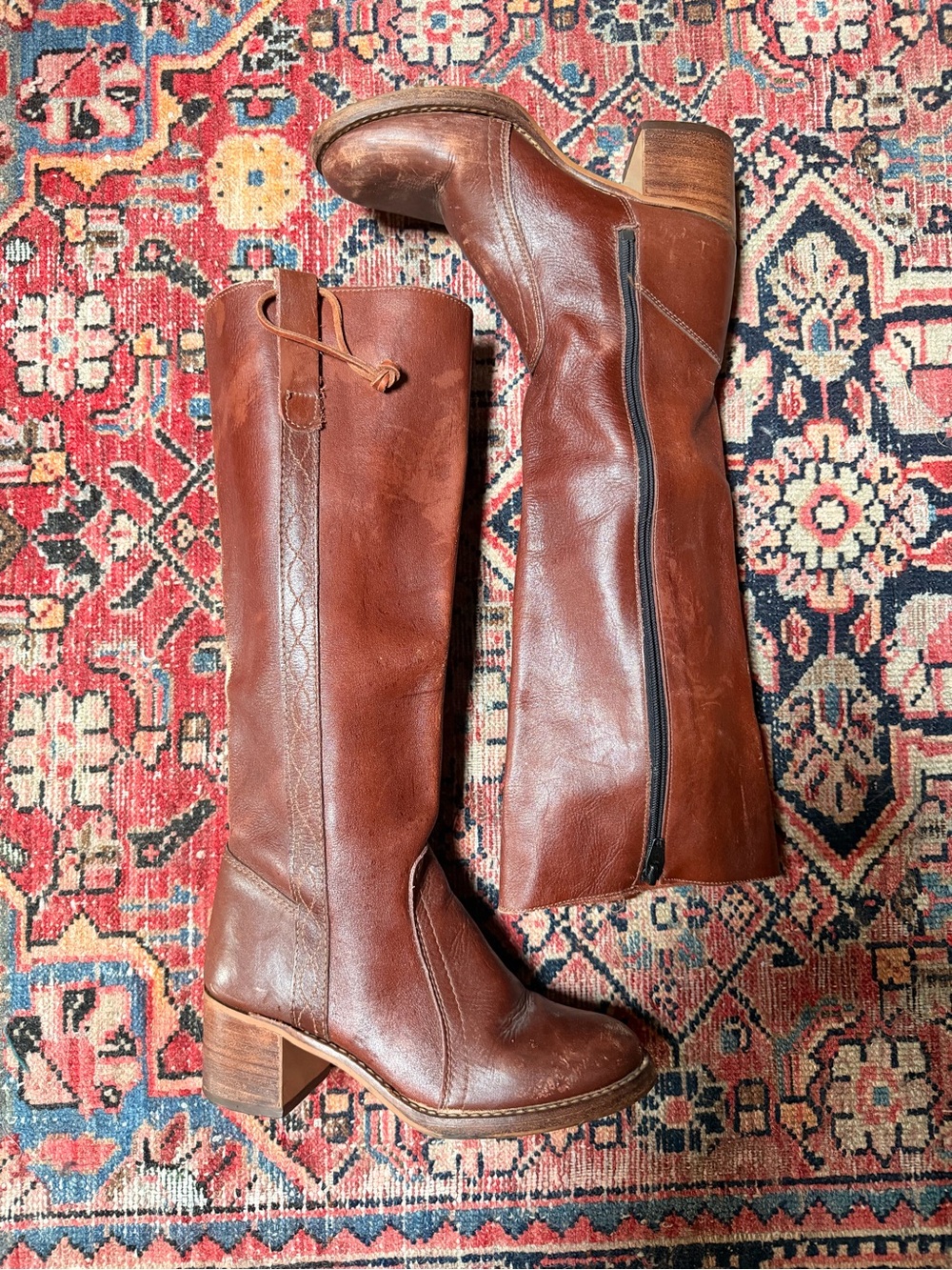 Vintage Brown Leather Knee-High Women's Boots